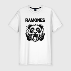 Ramones - rock panda – Футболка приталенная из хлопка с принтом купить