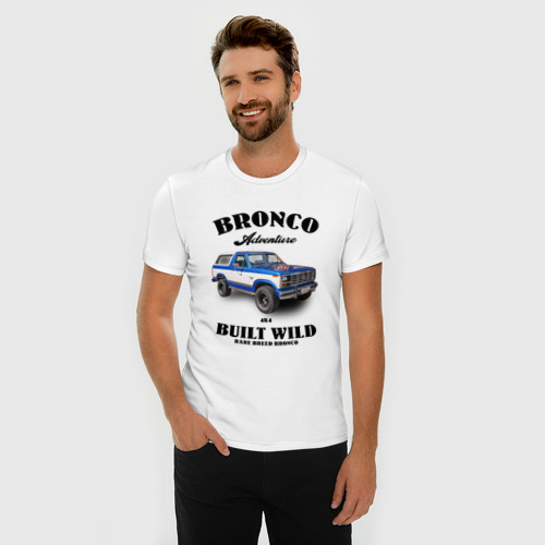 Мужская футболка хлопок Slim Винтажный внедорожник Форд Бронко, цвет белый - фото 3