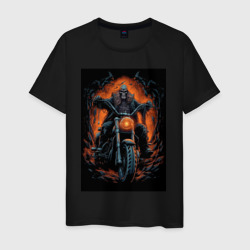 Скелет сатаны едет на старом мотоцикле – Мужская футболка хлопок с принтом купить со скидкой в -20%
