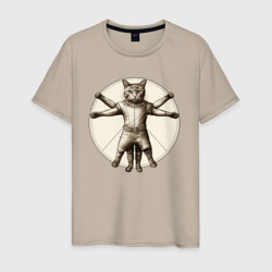 Витрувианский космо-кот – Мужская футболка хлопок с принтом купить со скидкой в -20%