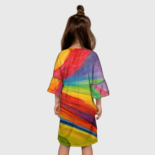 Детское платье 3D с принтом Рисунок масляной пастелью, вид сзади #2