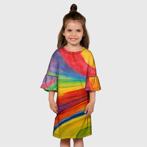 Детское платье 3D с принтом Рисунок масляной пастелью, вид сбоку #3