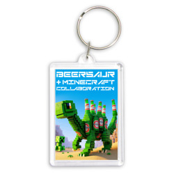 Брелок прямоугольный 35*50 Beersaur and Minecraft - collaboration ai art