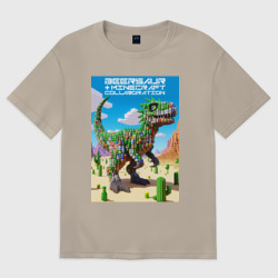 Мужская футболка хлопок Oversize Minecraft and beersaur - ai art collaboration