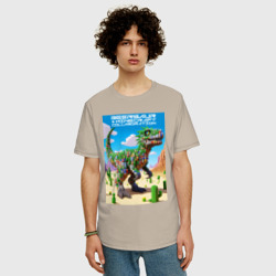 Мужская футболка хлопок Oversize Minecraft and beersaur - ai art collaboration - фото 2