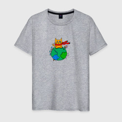 Кот-маленький принц в цвете – Мужская футболка хлопок с принтом купить со скидкой в -20%