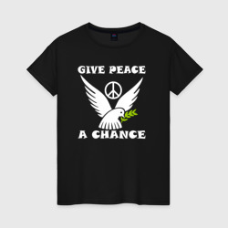 Дайте миру шанс – Женская футболка хлопок с принтом купить со скидкой в -20%