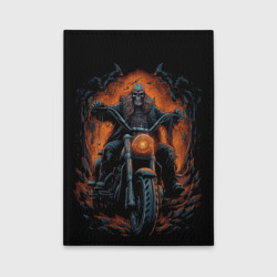Обложка для автодокументов Скелет сатаны едет   на старом мотоцикле