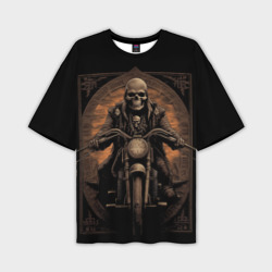 Старый скелет   едет на старом мотоцикле – Мужская футболка oversize 3D с принтом купить со скидкой в -50%