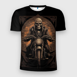 Старый скелет   едет на старом мотоцикле – Мужская футболка 3D Slim с принтом купить со скидкой в -9%