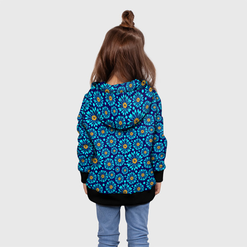 Детская толстовка 3D Летние цветы на синем - паттерн, цвет черный - фото 5