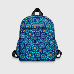 Детский рюкзак 3D Летние цветы на синем - паттерн