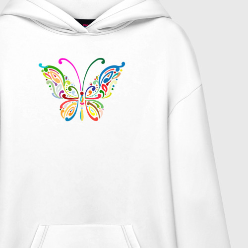 Худи SuperOversize хлопок Butterfly colors, цвет белый - фото 3