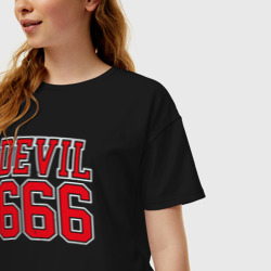 Женская футболка хлопок Oversize Дьявол 666 - фото 2