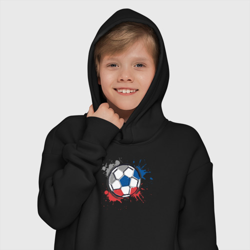 Детское худи Oversize хлопок Russia football, цвет черный - фото 12