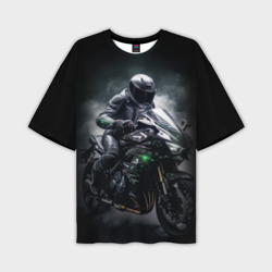 Мотоциклист и дым – Мужская футболка oversize 3D с принтом купить со скидкой в -50%