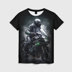 Мотоциклист и дым – Женская футболка 3D с принтом купить со скидкой в -26%