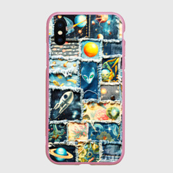 Чехол для iPhone XS Max матовый Космические обитатели - пэчворк