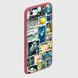 Чехол для iPhone 5/5S матовый Космические обитатели - пэчворк - фото 2
