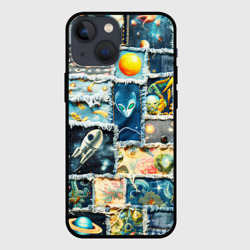 Чехол для iPhone 13 mini Космические обитатели - пэчворк