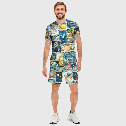 Мужской костюм с шортами 3D Космические обитатели - пэчворк, цвет 3D печать - фото 3
