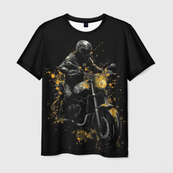 Мужская футболка 3D Мотоциклист и желтые кляксы