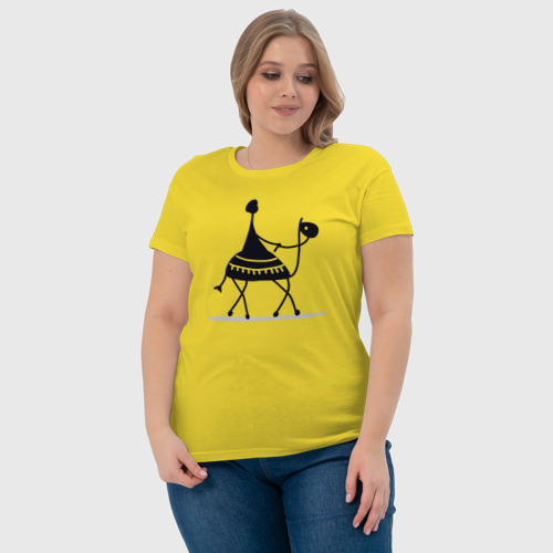 Женская футболка хлопок Бедуин на верблюде, цвет желтый - фото 6