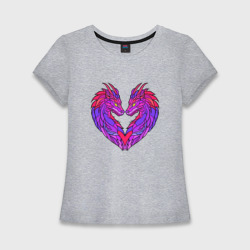 Драконы и сердце – Женская футболка хлопок Slim с принтом купить