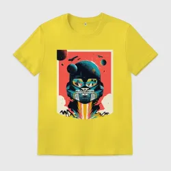 Мужская футболка хлопок Космодесантник и планеты Helldivers art