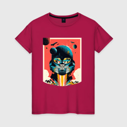Женская футболка хлопок Космодесантник и планеты Helldivers art