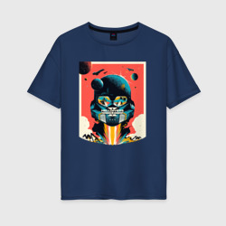 Женская футболка хлопок Oversize Космодесантник и планеты Helldivers art