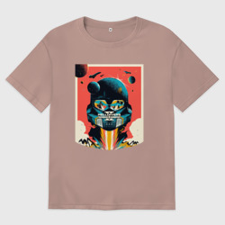 Женская футболка хлопок Oversize Космодесантник и планеты Helldivers art