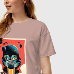 Женская футболка хлопок Oversize Космодесантник и планеты Helldivers art - фото 2