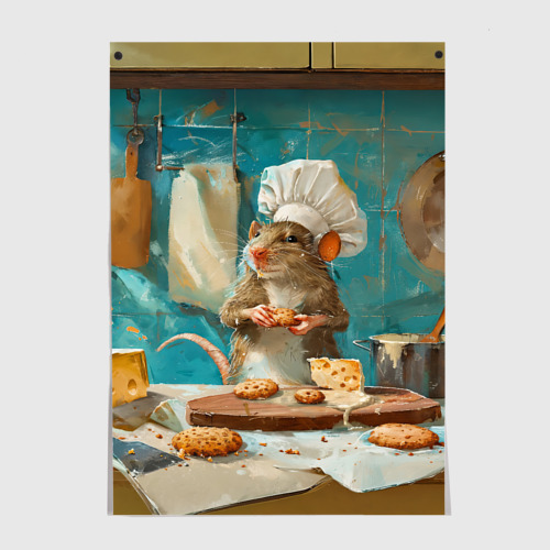 Постер Крыса шеф повар на кухне