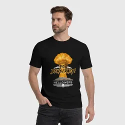 Мужская футболка хлопок For democracy - Helldivers meme - фото 2