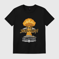 Мужская футболка хлопок For democracy - Helldivers meme