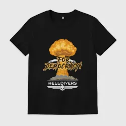 Мужская футболка хлопок For democracy - Helldivers meme