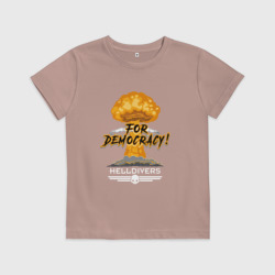 Детская футболка хлопок For democracy - Helldivers meme