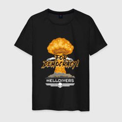 Мужская футболка хлопок For democracy - Helldivers meme