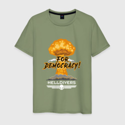 Мужская футболка хлопок For democracy - Helldivers meme