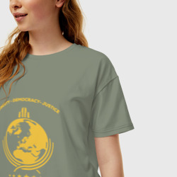 Женская футболка хлопок Oversize Super earth - фото 2