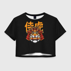 Женская футболка Crop-top 3D Tiger samurai face