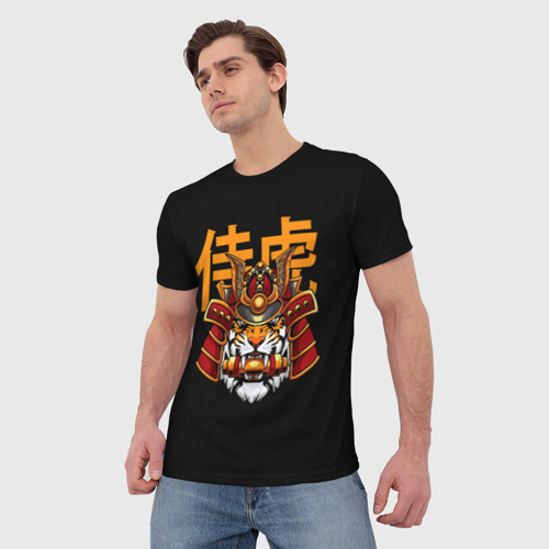 Мужская футболка 3D Tiger samurai face, цвет 3D печать - фото 3