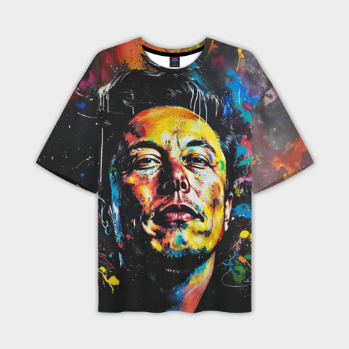 Мужская футболка oversize 3D Граффити портрет Илона Маска, цвет 3D печать