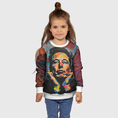 Детский свитшот 3D Илон Маск граффити портрет, цвет 3D печать - фото 7