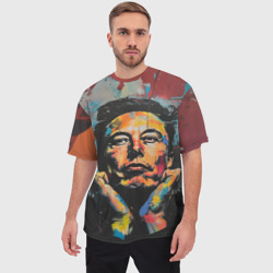 Мужская футболка oversize 3D Илон Маск граффити портрет - фото 2
