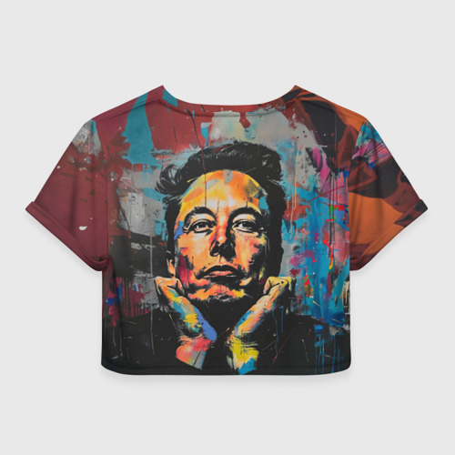 Женская футболка Crop-top 3D Илон Маск граффити портрет, цвет 3D печать - фото 2
