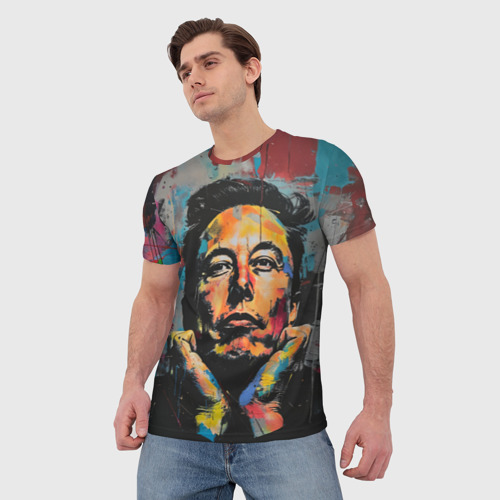 Мужская футболка 3D Илон Маск граффити портрет, цвет 3D печать - фото 3