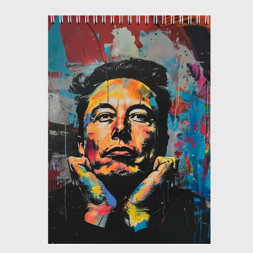 Скетчбук Илон Маск граффити портрет, цвет белый - фото 2