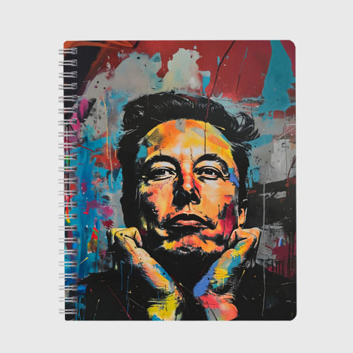 Тетрадь Илон Маск граффити портрет, цвет точка